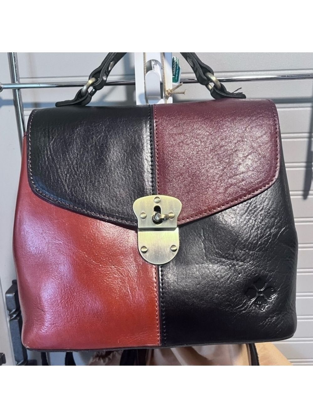 Patricia Nash Sinclair Leather Convertible Backpack-Colorblock Black/Tan- EUC - Picture 2 of 13